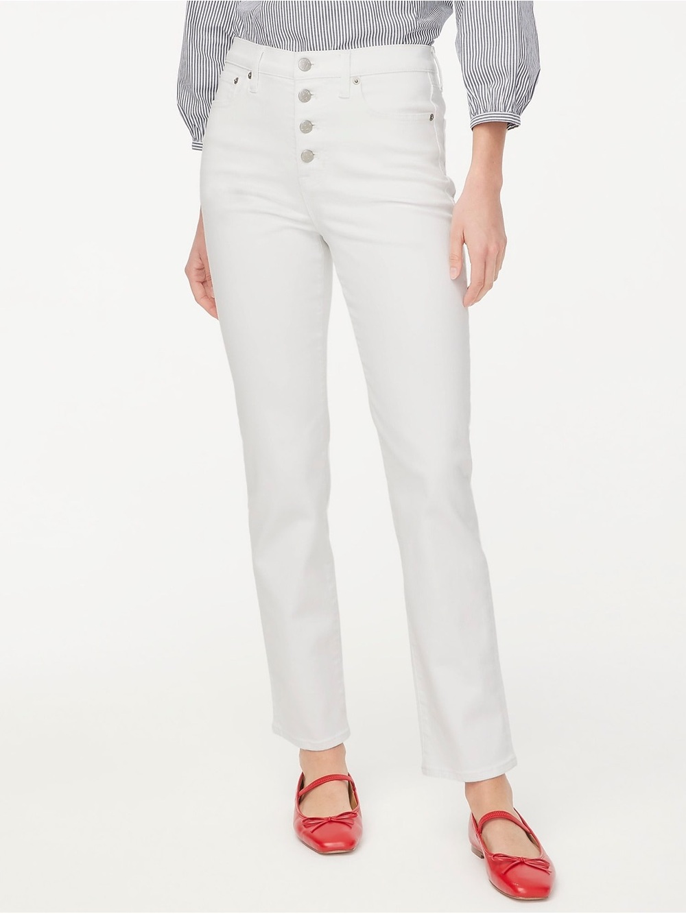 NWT j.crew High-Rise Stovepipe White Jeans